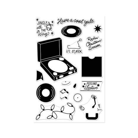 Hero Arts Vintage Vinyl Stamp Set Feeling Festive (CM828) Hero Arts Vintage Vinyl Stamp Set Feeling Festive (CM828)