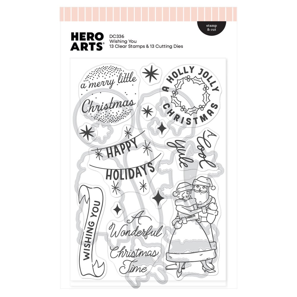 Hero Arts Vintage Vinyl Stamp & Cut Wishing You (DC336) Hero Arts Vintage Vinyl Stamp & Cut Wishing You (DC336)