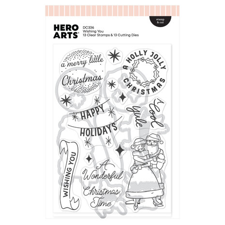 Hero Arts Vintage Vinyl Stamp & Cut Wishing You (DC336) Hero Arts Vintage Vinyl Stamp & Cut Wishing You (DC336)