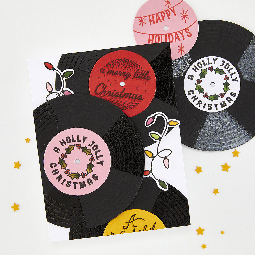 Hero Arts Vintage Vinyl Stamp & Cut Wishing You (DC336) Hero Arts Vintage Vinyl Stamp & Cut Wishing You (DC336)