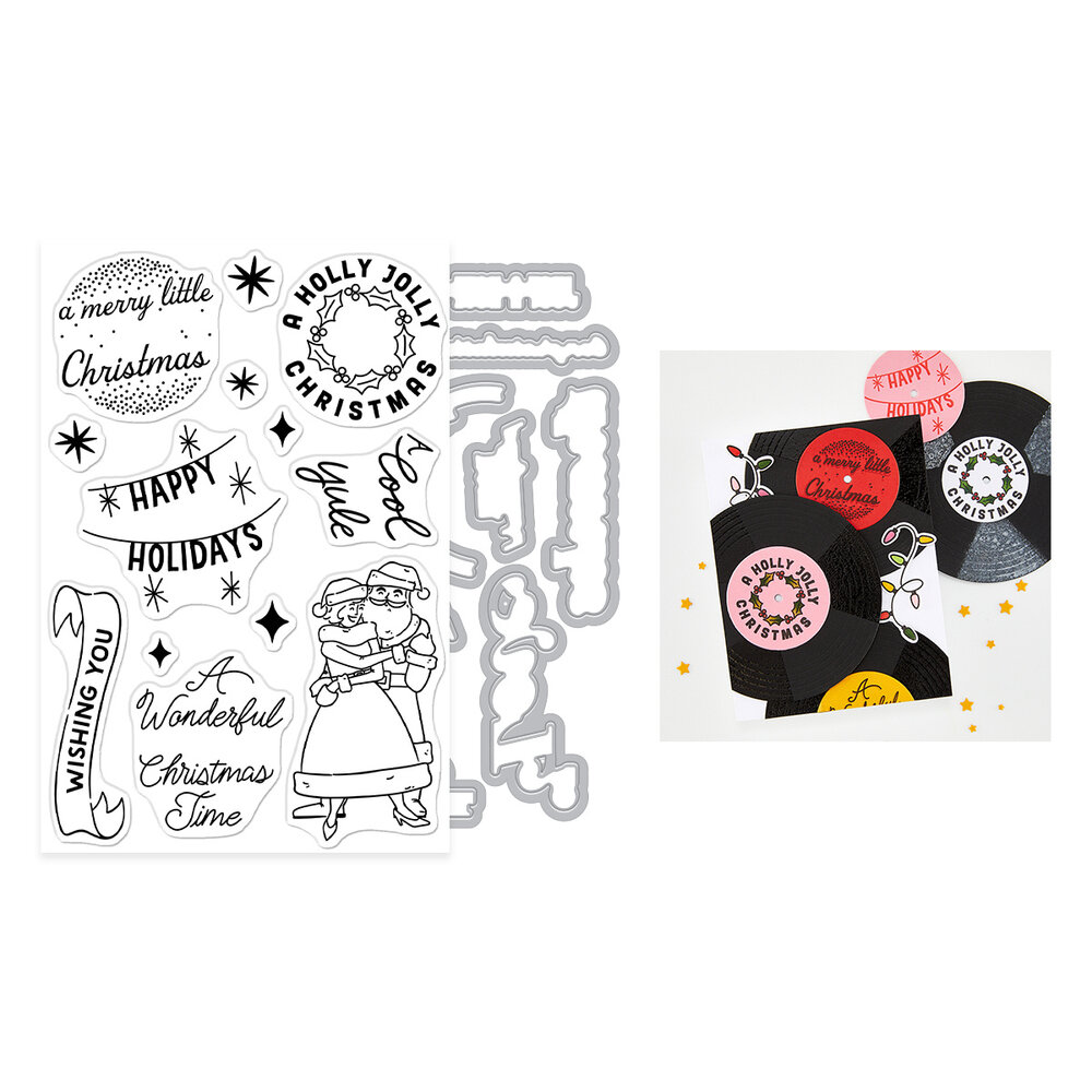 Hero Arts Vintage Vinyl Stamp & Cut Wishing You (DC336) Hero Arts Vintage Vinyl Stamp & Cut Wishing You (DC336)