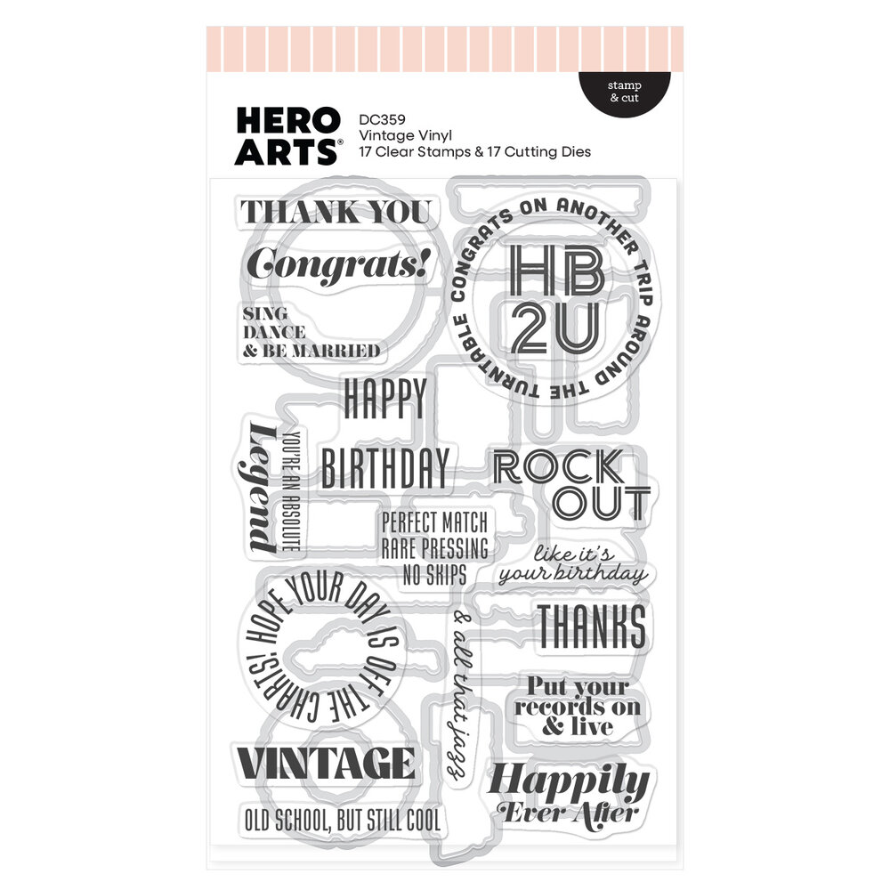 Hero Arts Vintage Vinyl Stamp & Cut Vintage Vinyl (DC359) Hero Arts Vintage Vinyl Stamp & Cut Vintage Vinyl (DC359)
