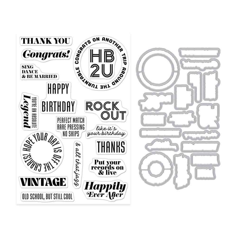 Hero Arts Vintage Vinyl Stamp & Cut Vintage Vinyl (DC359) Hero Arts Vintage Vinyl Stamp & Cut Vintage Vinyl (DC359)