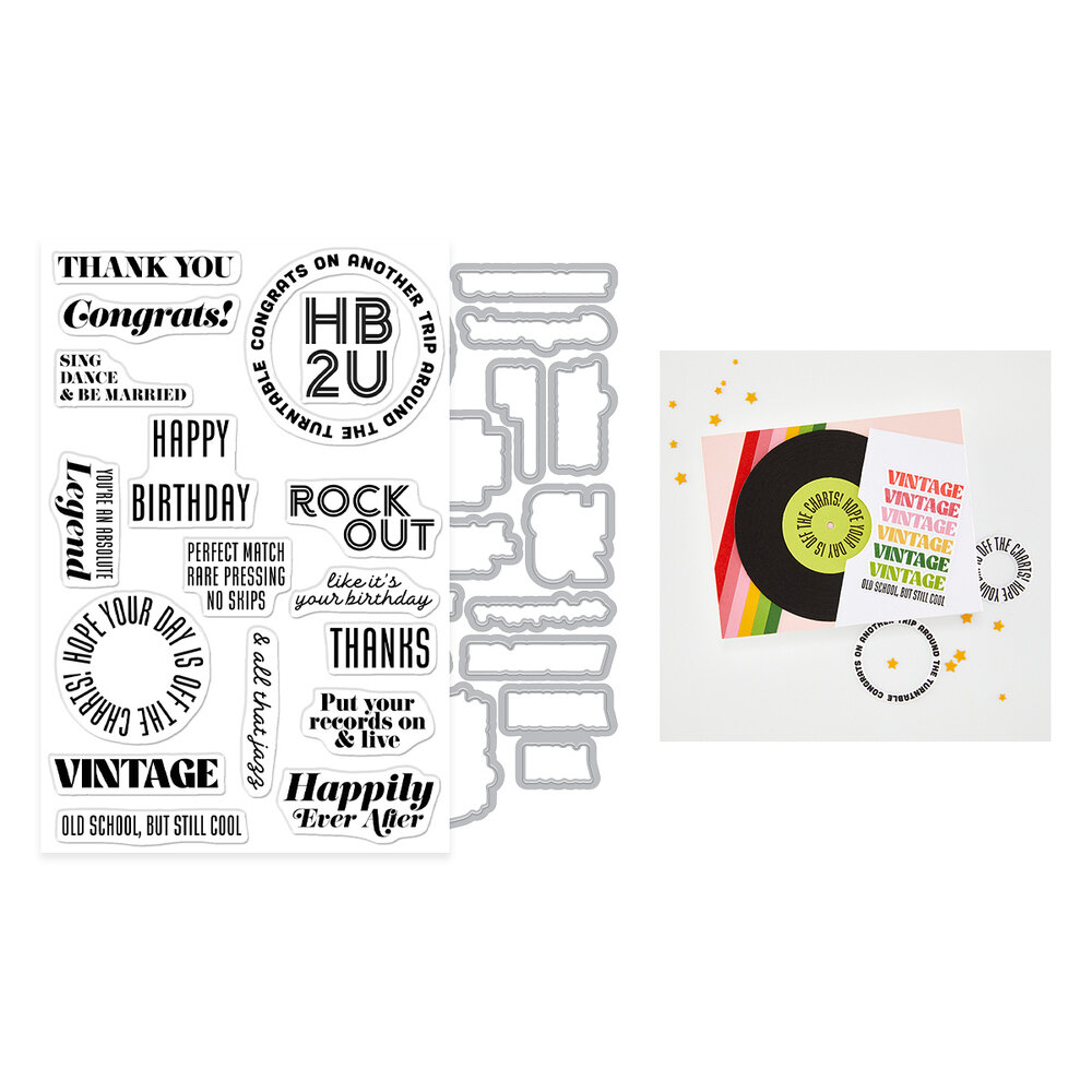 Hero Arts Vintage Vinyl Stamp & Cut Vintage Vinyl (DC359) Hero Arts Vintage Vinyl Stamp & Cut Vintage Vinyl (DC359)