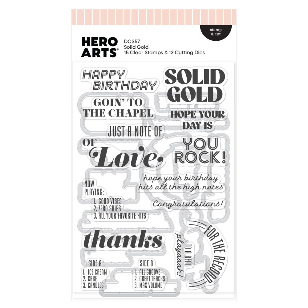 Hero Arts Vintage Vinyl Stamp & Cut Solid Gold (DC357) Hero Arts Vintage Vinyl Stamp & Cut Solid Gold (DC357)