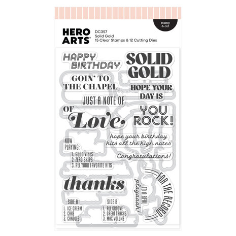 Hero Arts Vintage Vinyl Stamp & Cut Solid Gold (DC357) Hero Arts Vintage Vinyl Stamp & Cut Solid Gold (DC357)