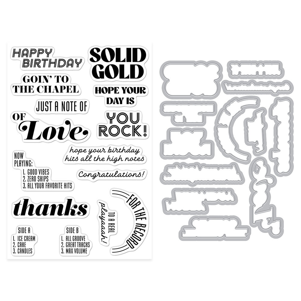 Hero Arts Vintage Vinyl Stamp & Cut Solid Gold (DC357) Hero Arts Vintage Vinyl Stamp & Cut Solid Gold (DC357)