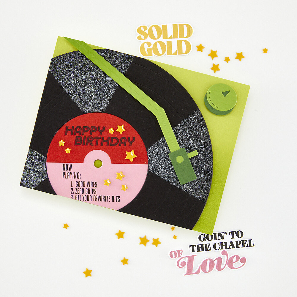 Hero Arts Vintage Vinyl Stamp & Cut Solid Gold (DC357) Hero Arts Vintage Vinyl Stamp & Cut Solid Gold (DC357)