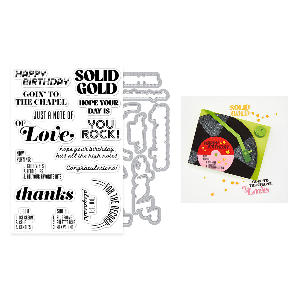 Hero Arts Vintage Vinyl Stamp & Cut Solid Gold (DC357) Hero Arts Vintage Vinyl Stamp & Cut Solid Gold (DC357)