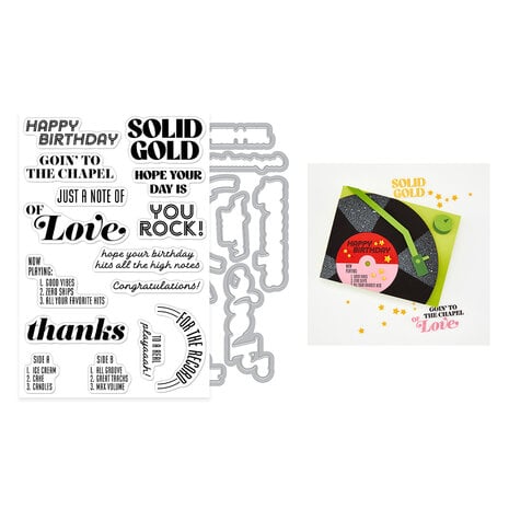 Hero Arts Vintage Vinyl Stamp & Cut Solid Gold (DC357) Hero Arts Vintage Vinyl Stamp & Cut Solid Gold (DC357)