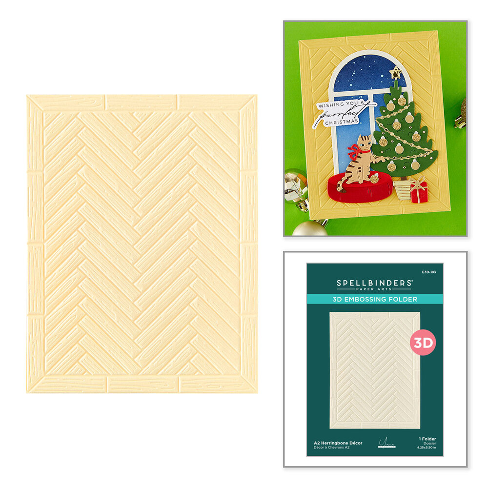 Spellbinders Yana's Christmas Cats 3D Embossing Folder A2 Herringbone Décor by Yana Smakula (E3D-183) Spellbinders Yana's Christmas Cats 3D Embossing Folder A2 Herringbone Décor by Yana Smakula (E3D-183)