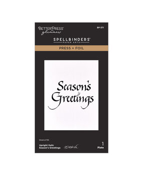 Spellbinders Upright Italic Holiday Sentiments Press + Foil Plate Season's Greetings by Paul Antonio (BP-371) Spellbinders Upright Italic Holiday Sentiments Press + Foil Plate Season's Greetings by Paul Antonio (BP-371)