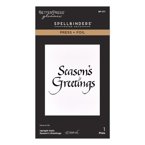 Spellbinders Upright Italic Holiday Sentiments Press + Foil Plate Season's Greetings by Paul Antonio (BP-371) Spellbinders Upright Italic Holiday Sentiments Press + Foil Plate Season's Greetings by Paul Antonio (BP-371)