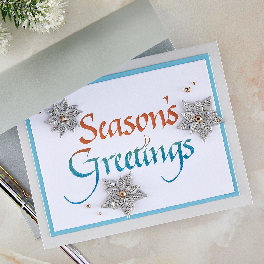 Spellbinders Upright Italic Holiday Sentiments Press + Foil Plate Season's Greetings by Paul Antonio (BP-371) Spellbinders Upright Italic Holiday Sentiments Press + Foil Plate Season's Greetings by Paul Antonio (BP-371)