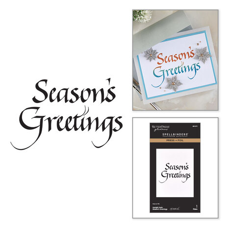 Spellbinders Upright Italic Holiday Sentiments Press + Foil Plate Season's Greetings by Paul Antonio (BP-371) Spellbinders Upright Italic Holiday Sentiments Press + Foil Plate Season's Greetings by Paul Antonio (BP-371)