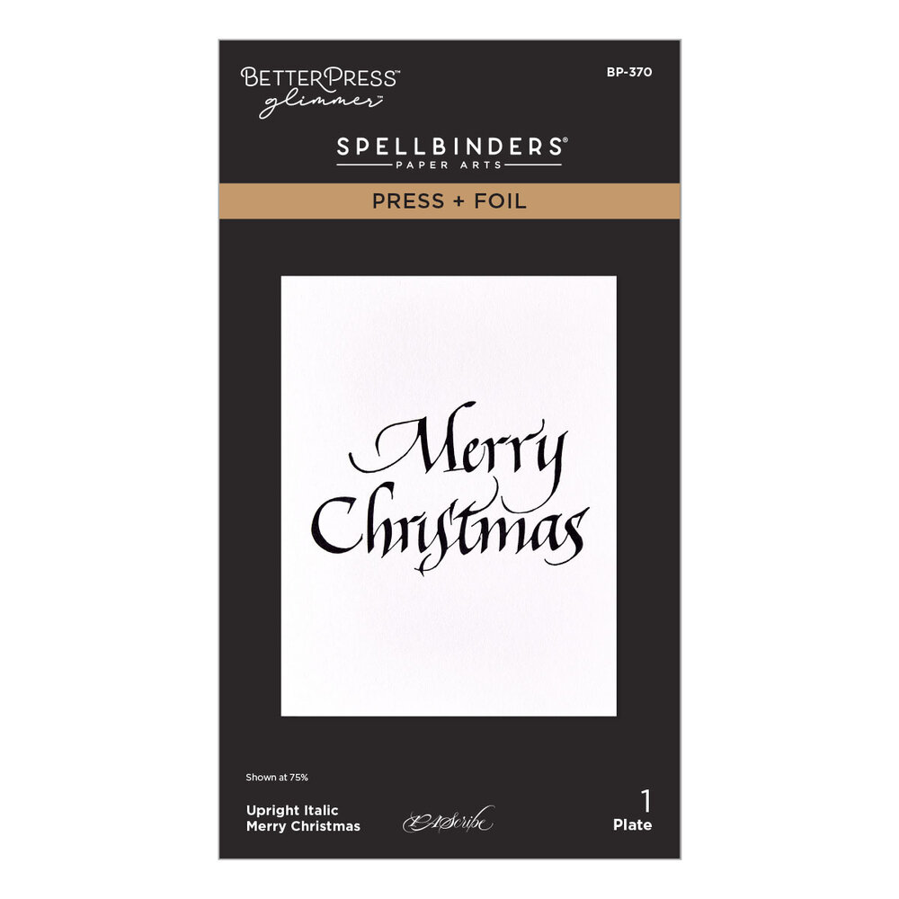 Spellbinders Upright Italic Holiday Sentiments Press + Foil Plate Merry Christmas by Paul Antonio (BP-370) Spellbinders Upright Italic Holiday Sentiments Press + Foil Plate Merry Christmas by Paul Antonio (BP-370)