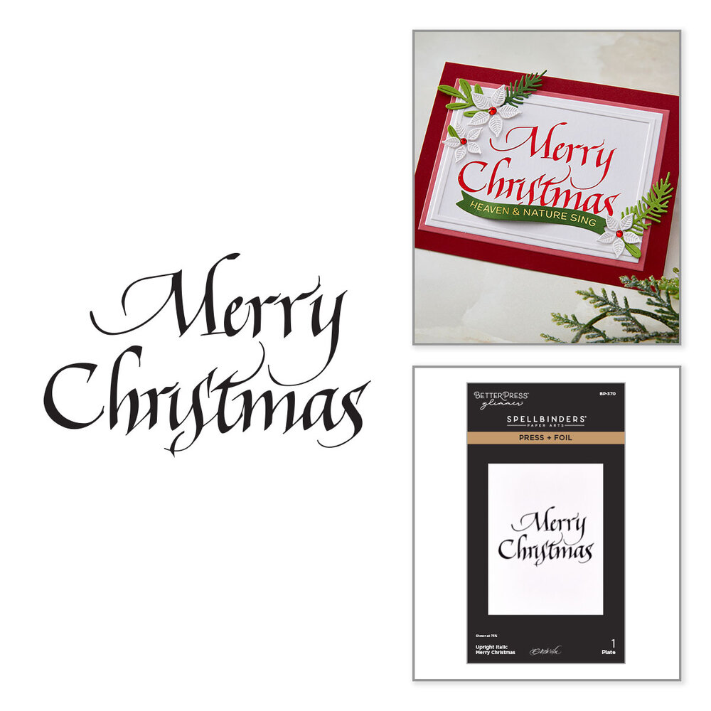Spellbinders Upright Italic Holiday Sentiments Press + Foil Plate Merry Christmas by Paul Antonio (BP-370) Spellbinders Upright Italic Holiday Sentiments Press + Foil Plate Merry Christmas by Paul Antonio (BP-370)