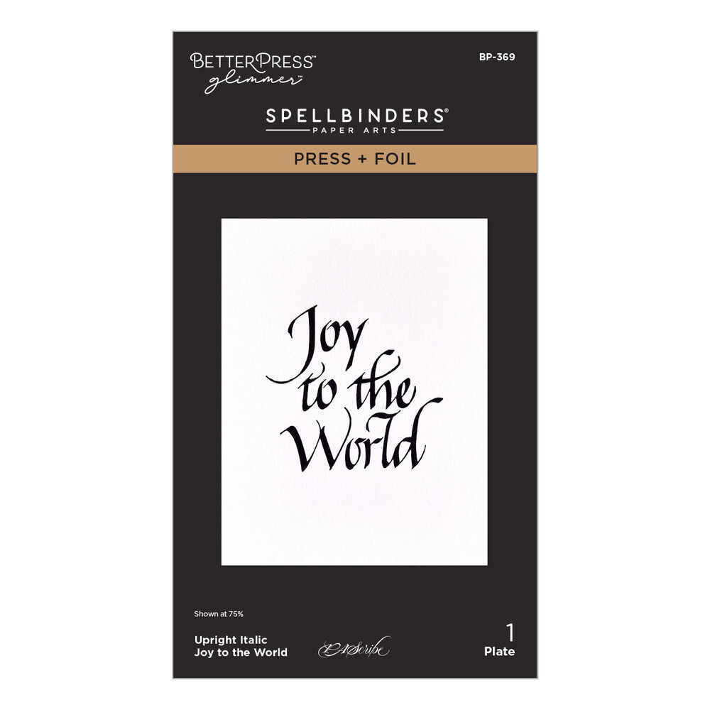 Spellbinders Upright Italic Holiday Sentiments Press + Foil Plate Joy to the World by Paul Antonio (BP-369) Spellbinders Upright Italic Holiday Sentiments Press + Foil Plate Joy to the World by Paul Antonio (BP-369)