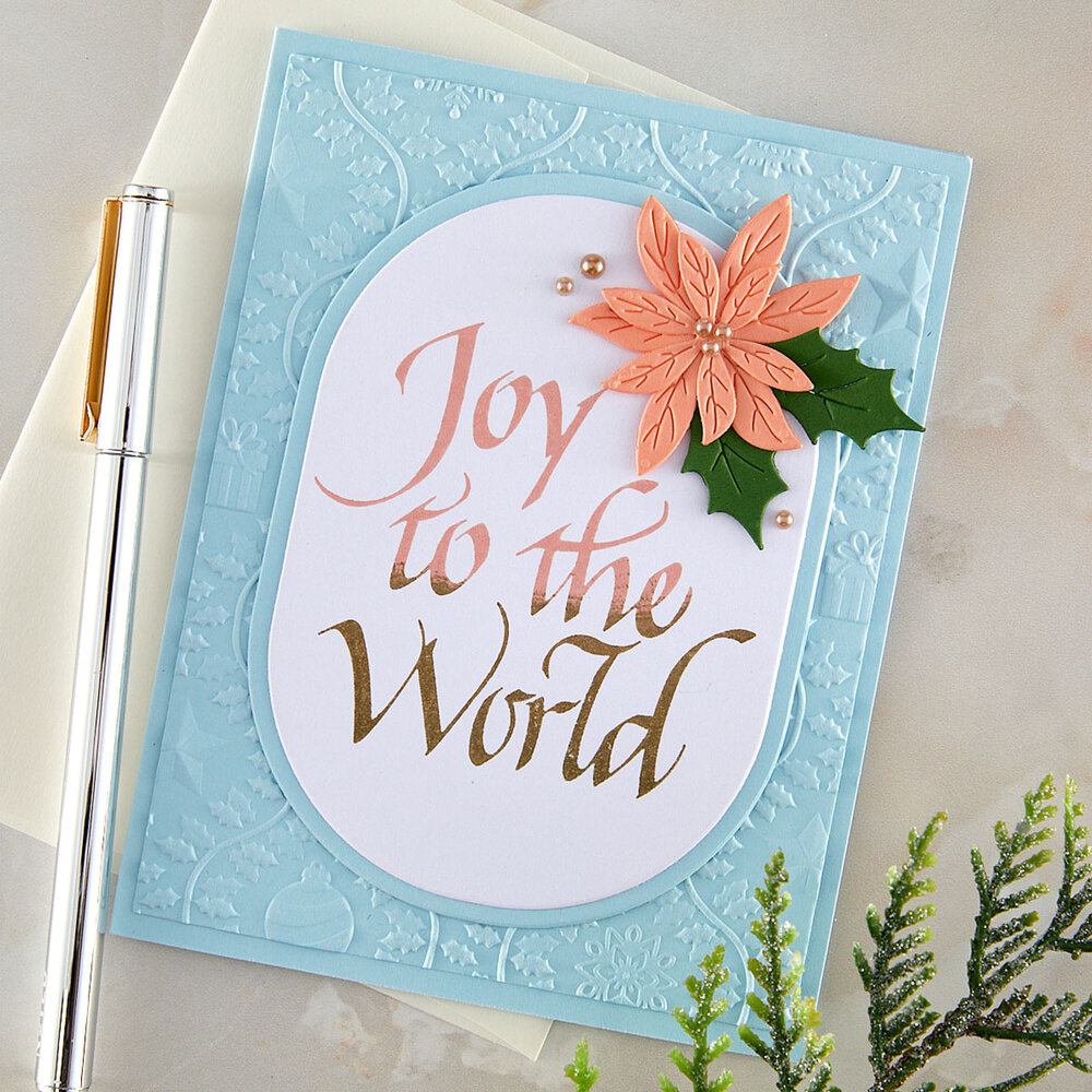Spellbinders Upright Italic Holiday Sentiments Press + Foil Plate Joy to the World by Paul Antonio (BP-369) Spellbinders Upright Italic Holiday Sentiments Press + Foil Plate Joy to the World by Paul Antonio (BP-369)