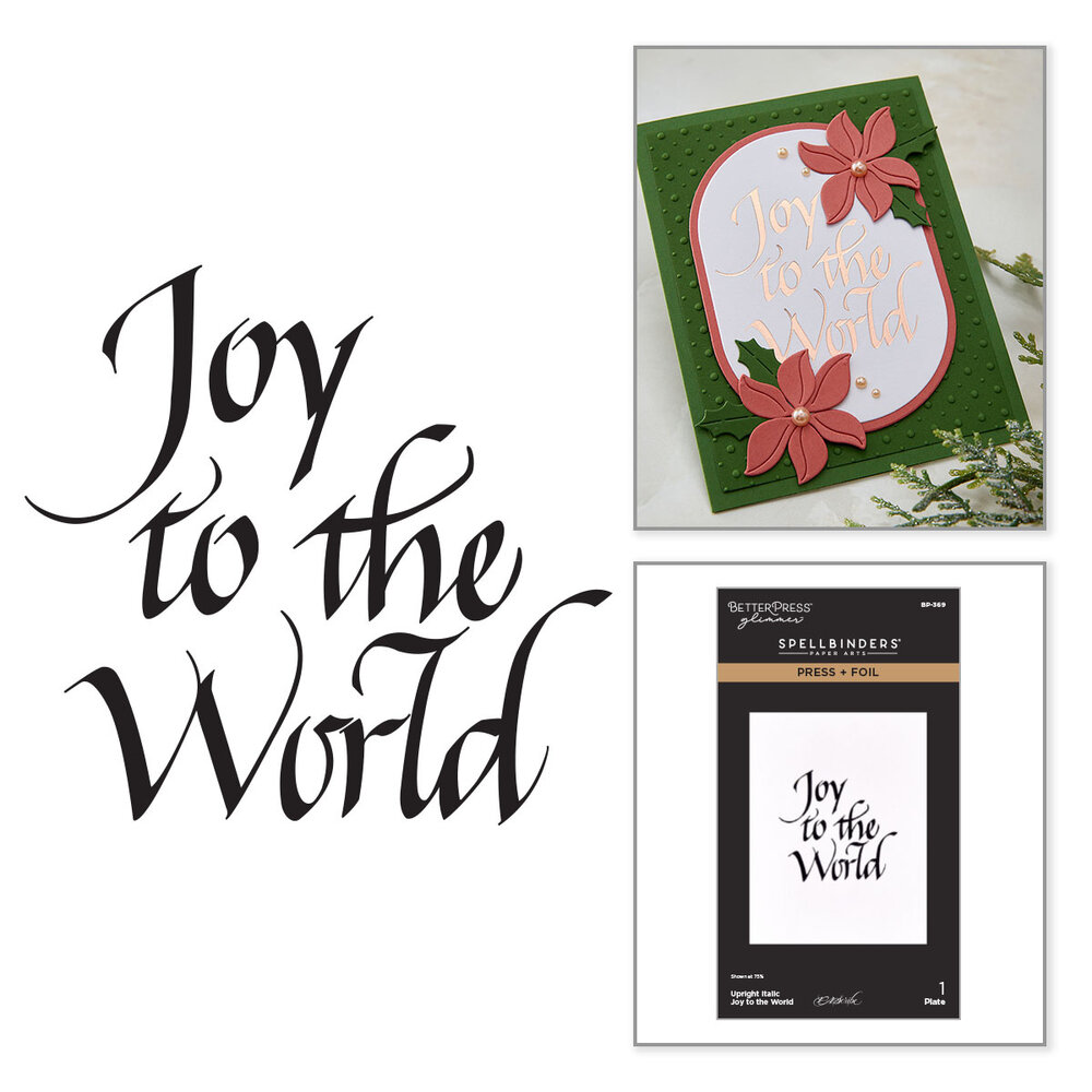 Spellbinders Upright Italic Holiday Sentiments Press + Foil Plate Joy to the World by Paul Antonio (BP-369) Spellbinders Upright Italic Holiday Sentiments Press + Foil Plate Joy to the World by Paul Antonio (BP-369)