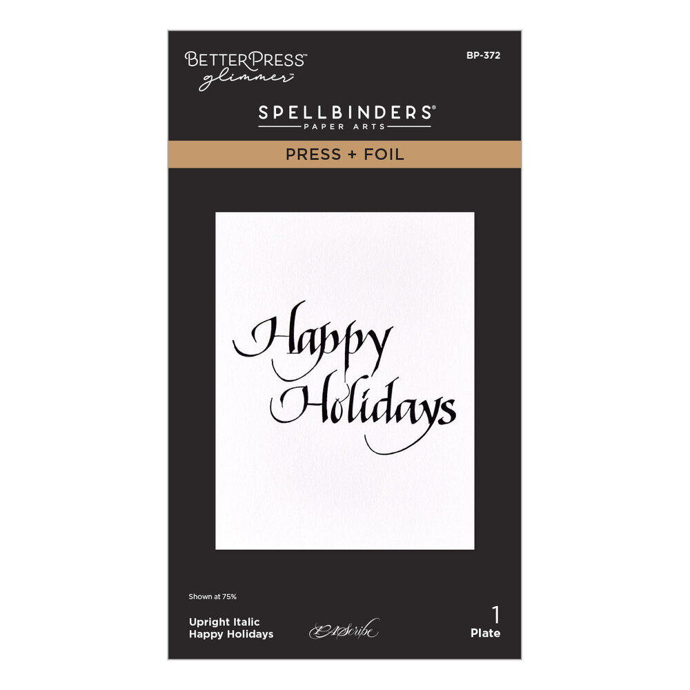 Spellbinders Upright Italic Holiday Sentiments Press + Foil Plate Happy Holidays by Paul Antonio (BP-372) Spellbinders Upright Italic Holiday Sentiments Press + Foil Plate Happy Holidays by Paul Antonio (BP-372)