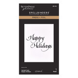 Spellbinders Upright Italic Holiday Sentiments Press + Foil Plate Happy Holidays by Paul Antonio (BP-372)