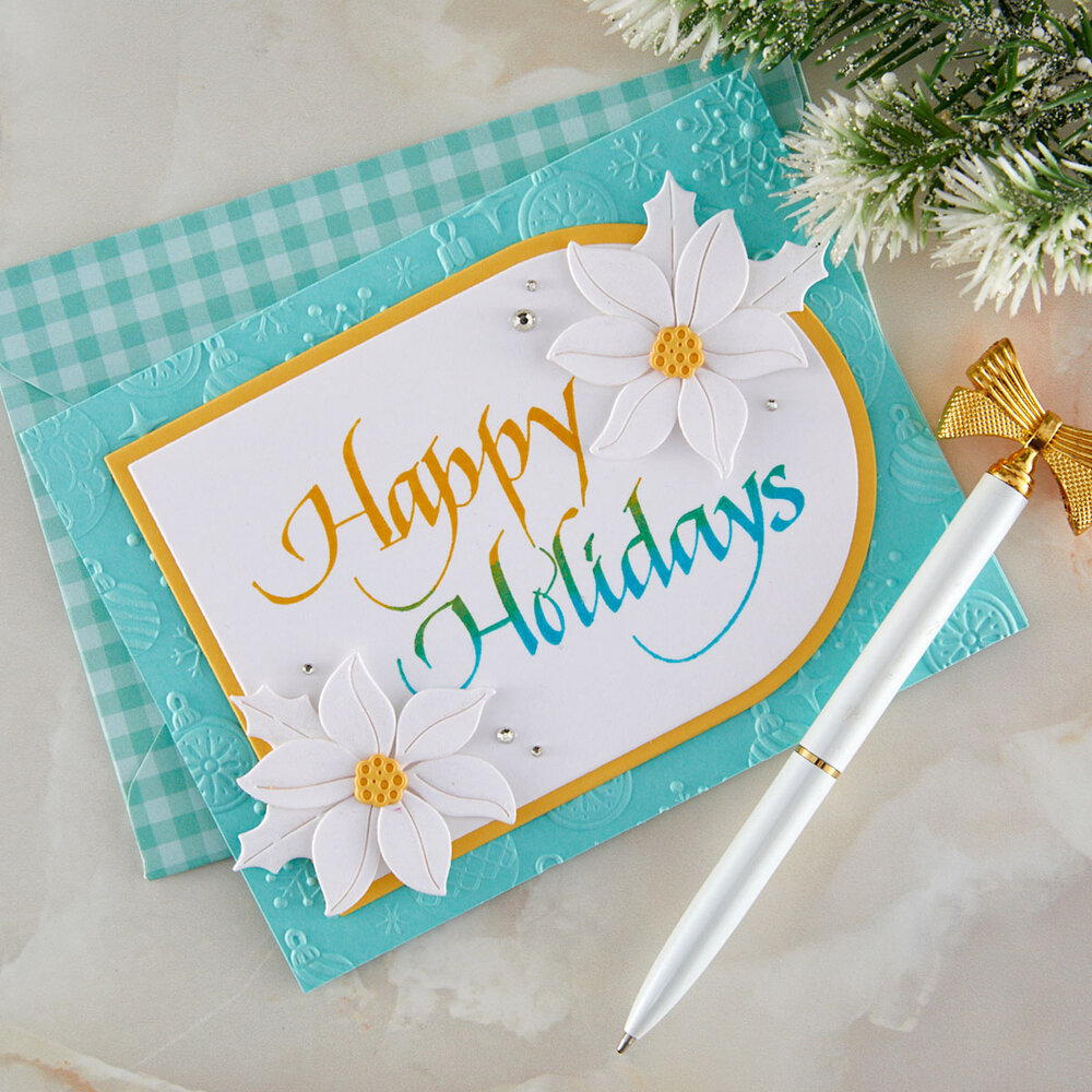 Spellbinders Upright Italic Holiday Sentiments Press + Foil Plate Happy Holidays by Paul Antonio (BP-372) Spellbinders Upright Italic Holiday Sentiments Press + Foil Plate Happy Holidays by Paul Antonio (BP-372)