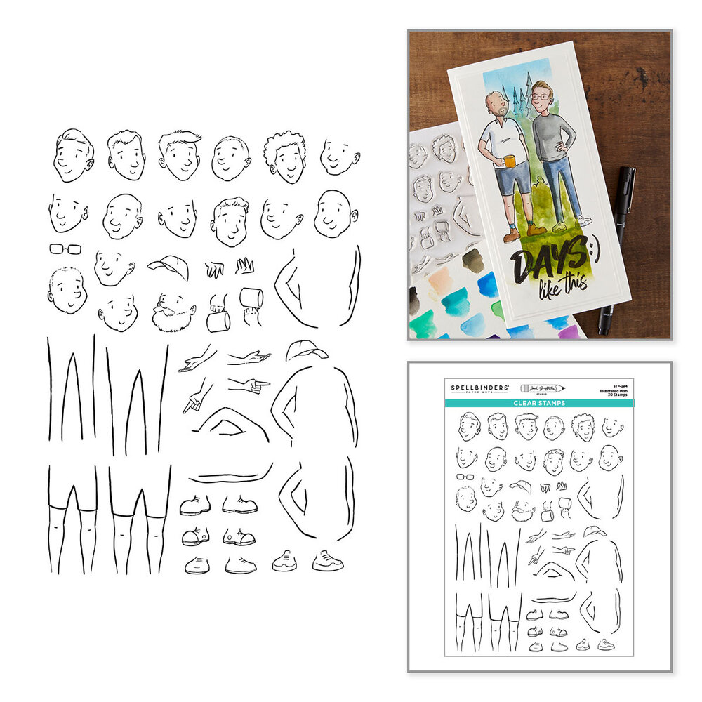 Spellbinders Storybook Illustrations Clear Stamp Set Illustrated Man by Josh Griffiths (STP-284)