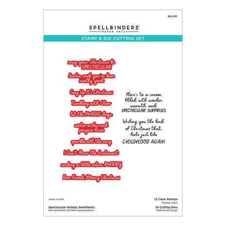 Spellbinders Spectacular Christmas Stamp & Die Set Holiday Sentiments (SDS-231)