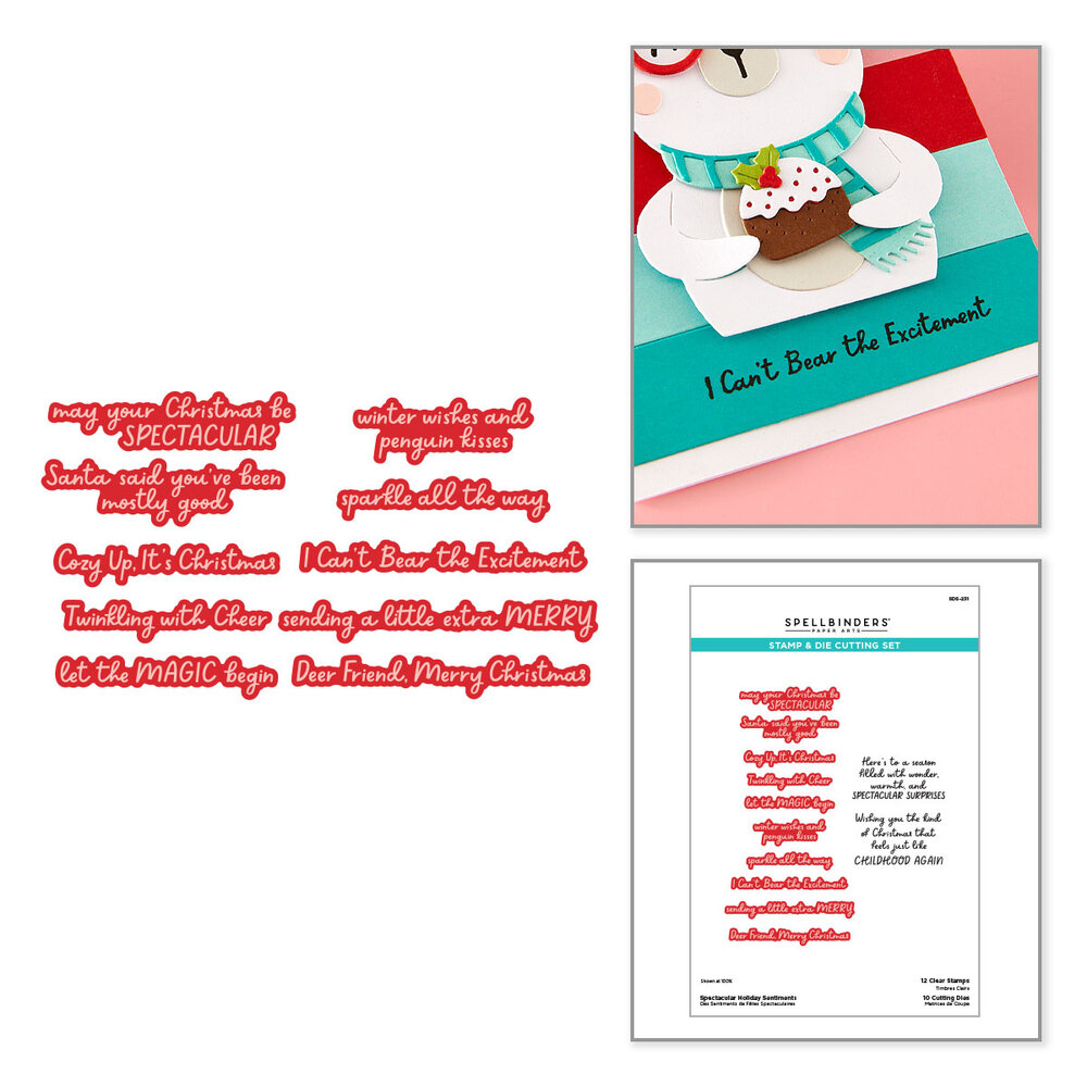 Spellbinders Spectacular Christmas Stamp & Die Set Holiday Sentiments (SDS-231)