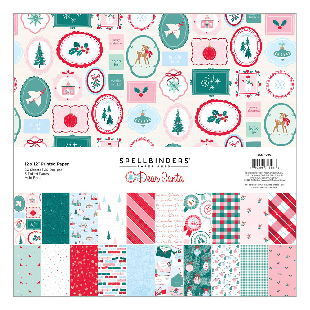 Spellbinders Dear Santa 12x12 Inch Paper Pack (SCSP-040)