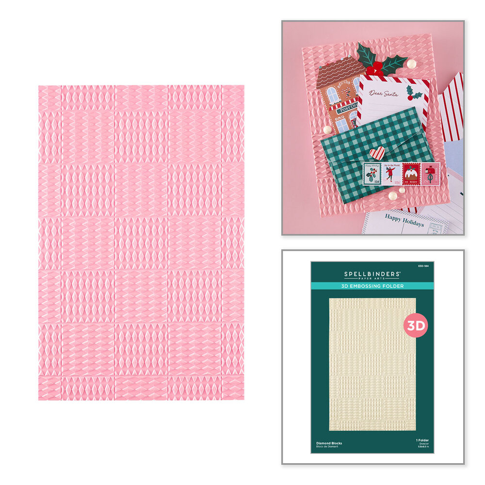 Spellbinders Dear Santa 3D Embossing Folder Diamond Blocks (E3D-184)
