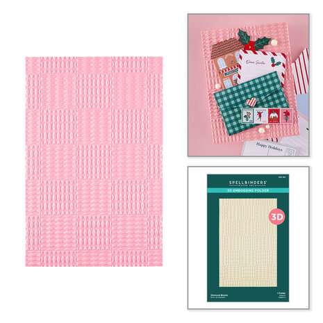 Spellbinders Dear Santa 3D Embossing Folder Diamond Blocks (E3D-184)