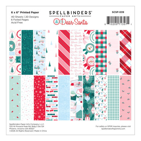 Spellbinders Dear Santa 6x6 Inch Paper Pack (SCSP-039) Spellbinders Dear Santa 6x6 Inch Paper Pack (SCSP-039)