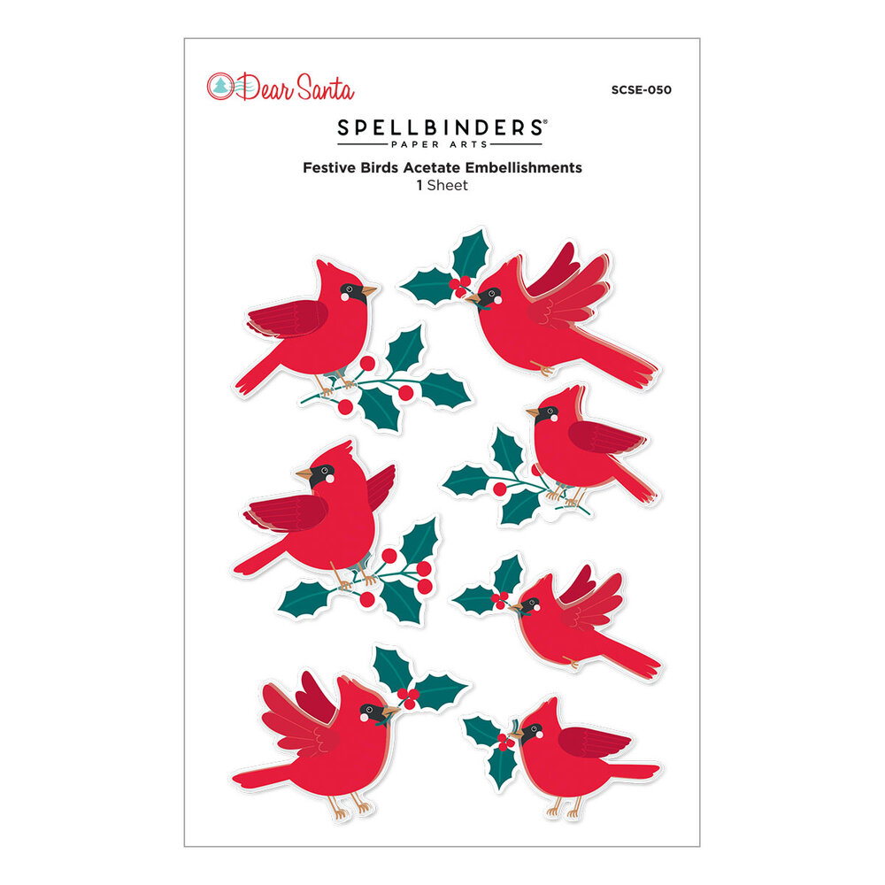 Spellbinders Dear Santa Dimensional Stickers Festive Birds (SCSE-050) Spellbinders Dear Santa Dimensional Stickers Festive Birds (SCSE-050)