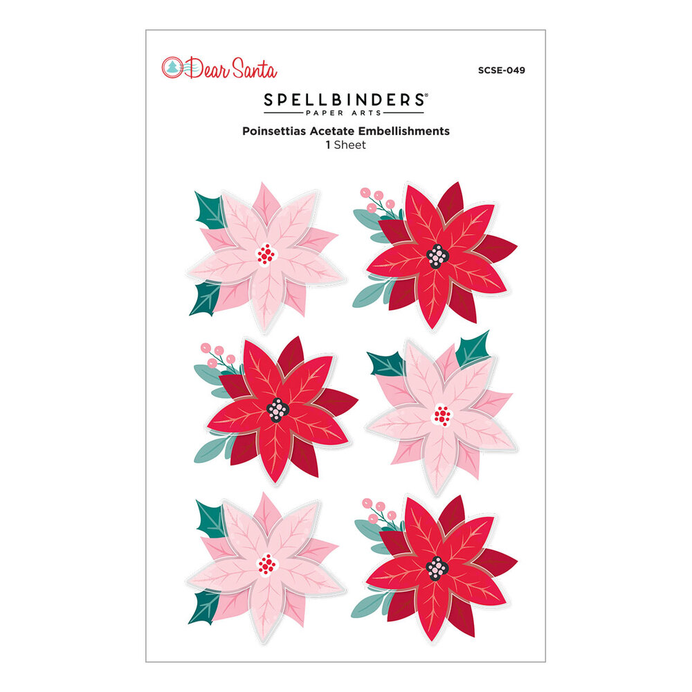 Spellbinders Dear Santa Dimensional Stickers Poinsettias (SCSE-049) Spellbinders Dear Santa Dimensional Stickers Poinsettias (SCSE-049)