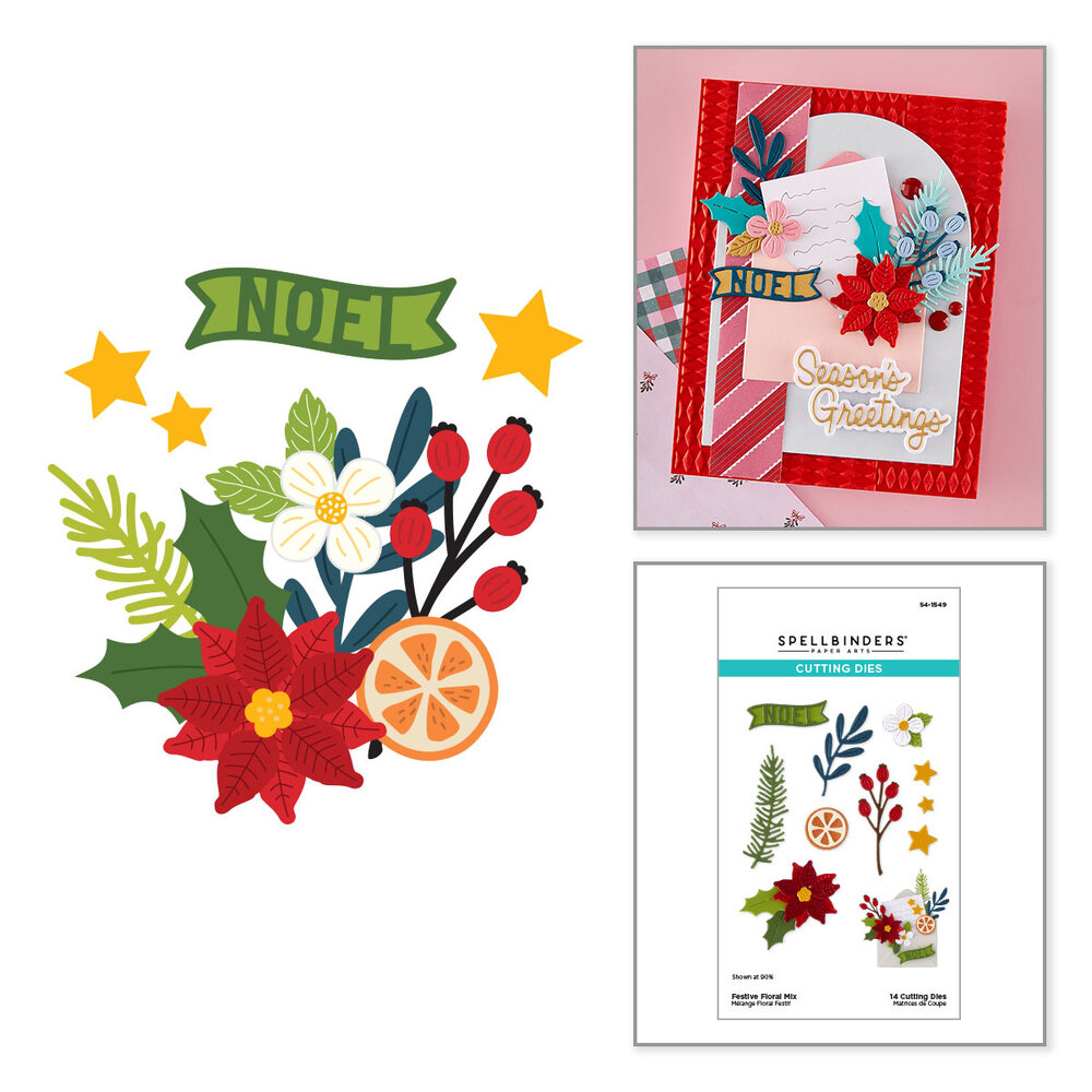 Spellbinders Dear Santa Etched Dies Festive Floral Mix (S4-1549) Spellbinders Dear Santa Etched Dies Festive Floral Mix (S4-1549)