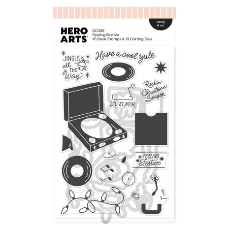 Hero Arts Vintage Vinyl Stamp & Cut Feeling Festive (DC335) Hero Arts Vintage Vinyl Stamp & Cut Feeling Festive (DC335)