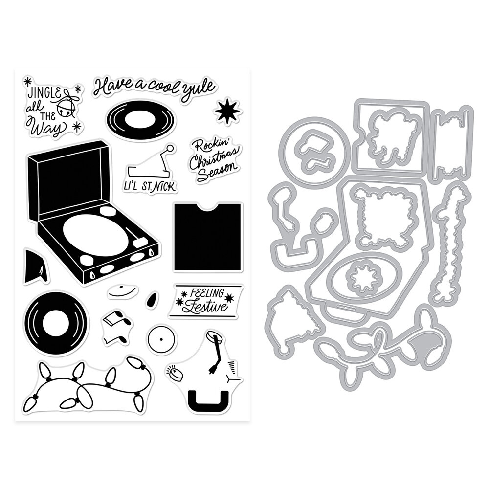 Hero Arts Vintage Vinyl Stamp & Cut Feeling Festive (DC335) Hero Arts Vintage Vinyl Stamp & Cut Feeling Festive (DC335)