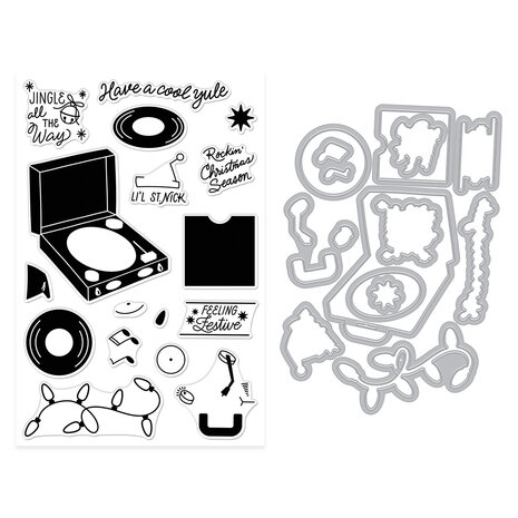 Hero Arts Vintage Vinyl Stamp & Cut Feeling Festive (DC335) Hero Arts Vintage Vinyl Stamp & Cut Feeling Festive (DC335)