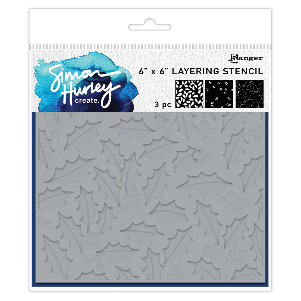 Ranger Simon Hurley create. Layering Stencils 6x6 Inch Festive Holly (3pcs) (HUS94326) Ranger Simon Hurley create. Layering Stencils 6x6 Inch Festive Holly (3pcs) (HUS94326)