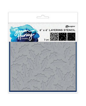 Ranger Simon Hurley create. Layering Stencils 6x6 Inch Festive Holly (3pcs) (HUS94326)