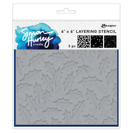 Ranger Simon Hurley create. Layering Stencils 6x6 Inch Festive Holly (3pcs) (HUS94326) Ranger Simon Hurley create. Layering Stencils 6x6 Inch Festive Holly (3pcs) (HUS94326)