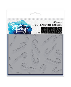 Ranger Simon Hurley create. Layering Stencils 6x6 Inch Candy Cane (3pcs) (HUS94319)