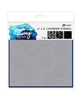 Ranger Simon Hurley create. Layering Stencils 6x6 Inch Whimsy Flowers (3pcs) (HUS94562)