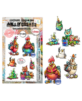 Aall and Create Festive Friends A6 Stamp Sets Chickmas Chaos by Autour De Mwa & Co (AALL-TP-1494)