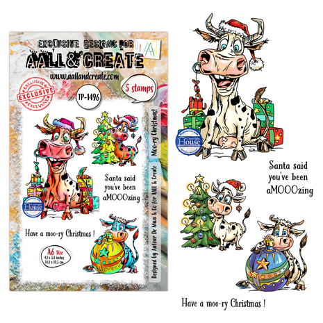 Aall and Create Festive Friends A6 Stamp Sets Moo-ry Christmas! by Autour De Mwa & Co (AALL-TP-1496) Aall and Create Festive Friends A6 Stamp Sets Moo-ry Christmas! by Autour De Mwa & Co (AALL-TP-1496)