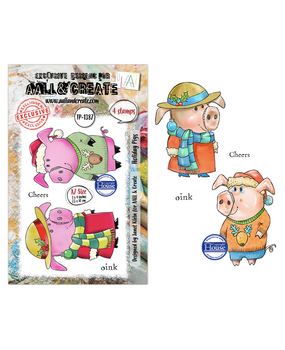 Aall and Create Season Of Sparkle A7 Stamp Sets Holiday Pigs by Janet Klein (AALL-TP-1387) Aall and Create Season Of Sparkle A7 Stamp Sets Holiday Pigs by Janet Klein (AALL-TP-1387)