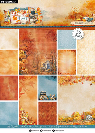 Studio Light Autumn Story A4 Designer Paper Pad Background (SL-AS-DPP500) Studio Light Autumn Story A4 Designer Paper Pad Background (SL-AS-DPP500)