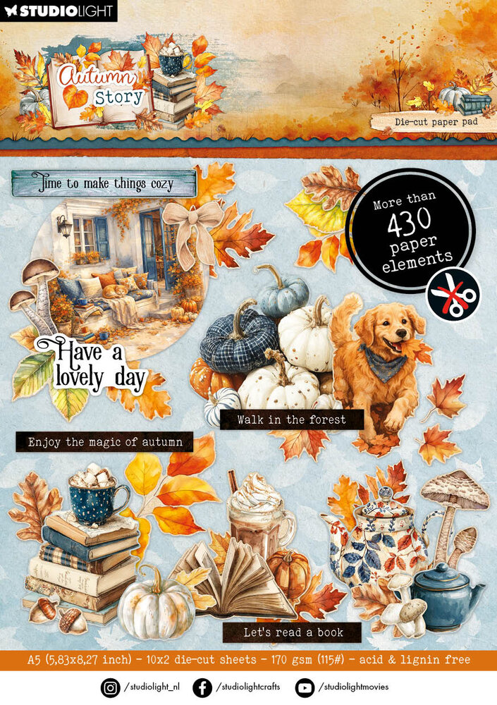 Studio Light Autumn Story A5 Die-Cut Paper Pad (SL-AS-DCPP499) Studio Light Autumn Story A5 Die-Cut Paper Pad (SL-AS-DCPP499)